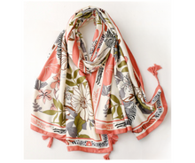 Load image into Gallery viewer, Mauve Blush Tropical Floral Cotton Viscose Scarf
