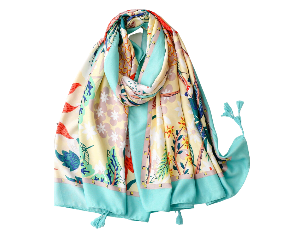 Original design LIMITED EDITION silk/viscose devoré scarf in shades of sea foam & buy aqua