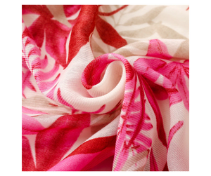 Bright Pink Tropical Floral and Foliage Soft Scarf