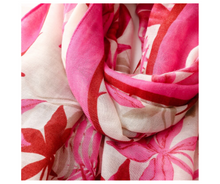 Load image into Gallery viewer, Bright Pink Tropical Floral and Foliage Soft Scarf
