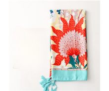 Load image into Gallery viewer, Teal Sea Foam Floral and Tropical Foliage Cotton Viscose Scarf
