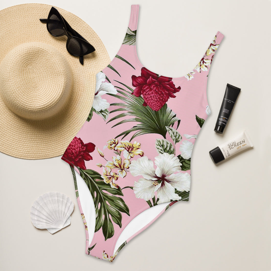 Hawaiian Pink Floral Tropical Swimsuit