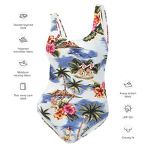 Load image into Gallery viewer, Classic Hawaiian Hula White One-Piece Swimsuit
