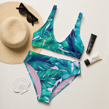 Load image into Gallery viewer, Classic Leaves Tropical Recycled high-waisted bikini swimsuit
