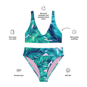 Classic Leaves Tropical Recycled high-waisted bikini swimsuit