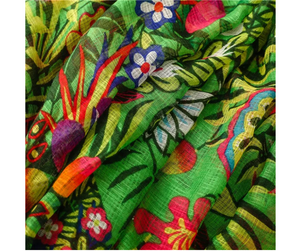 Colorful Green Tropical Floral Light Weight Scarf