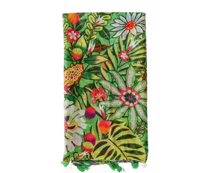 Colorful Green Tropical Floral Light Weight Scarf