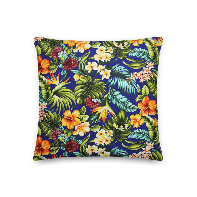 Hawaiian Tropical Blue Premium Pillow