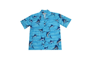 Men's Hawaiian Style Marlin Fish Shirt (100% Cotton Poplin) 3 colors available