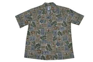 Men's Hawaiian Tapa Print Shirt (100% Cotton Poplin) 3 colors available