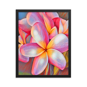 Pink Plumeria Hawaiian Flower Framed poster