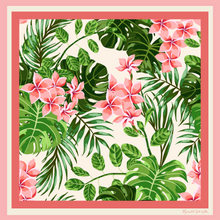 Load image into Gallery viewer, Pink Hawaiian Plumeria 100% Silk Scarf
