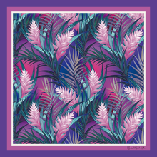 Load image into Gallery viewer, Hawaiian Rich Violet Ginger Flower 100% Silk Scarf
