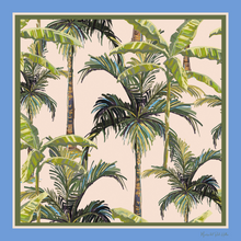 Load image into Gallery viewer, Island Palms and Blue Skies 100% Silk Scarf
