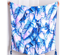 Load image into Gallery viewer, Tropical Blue Banana Leaves Scarf
