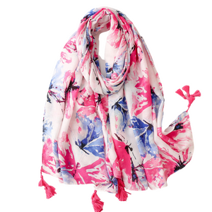 Springtime Pink and Blue Butterflies Soft Lightweight Scarf