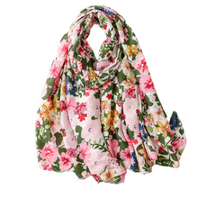 Load image into Gallery viewer, Green Floral Soft Lightweight Scarf
