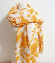 Load image into Gallery viewer, Fall Leaves Floral Mustard Yellow Scarf
