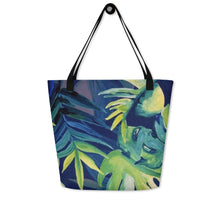 Load image into Gallery viewer, Watercolor Tropical Monstera Beach Bag
