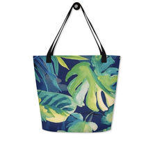 Load image into Gallery viewer, Watercolor Tropical Monstera Beach Bag
