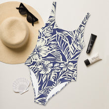 Load image into Gallery viewer, Navy Hawaiian One-Piece Swimsuit
