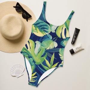 Tropical Monstera Foliage One-Piece Swimsuit