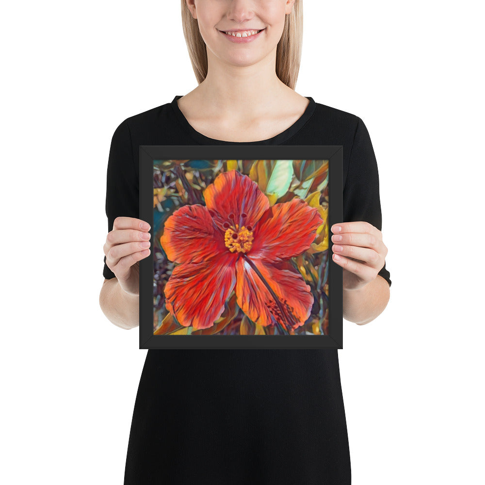 Red Hibiscus Hawaii State Flower Framed poster