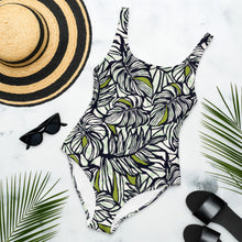 Load image into Gallery viewer, Olive Green Palm One-Piece Swimsuit
