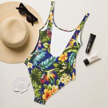 Load image into Gallery viewer, Blue Tropical One-Piece Swimsuit
