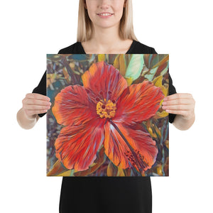 Red Hibiscus Hawaii State Flower Canvas