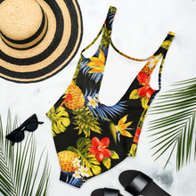 Load image into Gallery viewer, Hawaiian Pineapple and Hibiscus One-Piece Swimsuit

