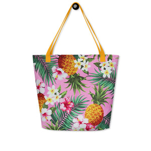 Hawaiian Pink Pineapple Beach Bag